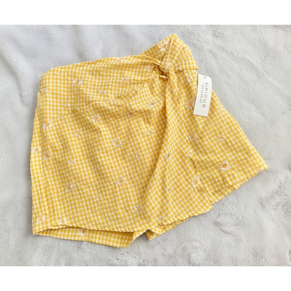 Yellow Gigham Daisy Skort S